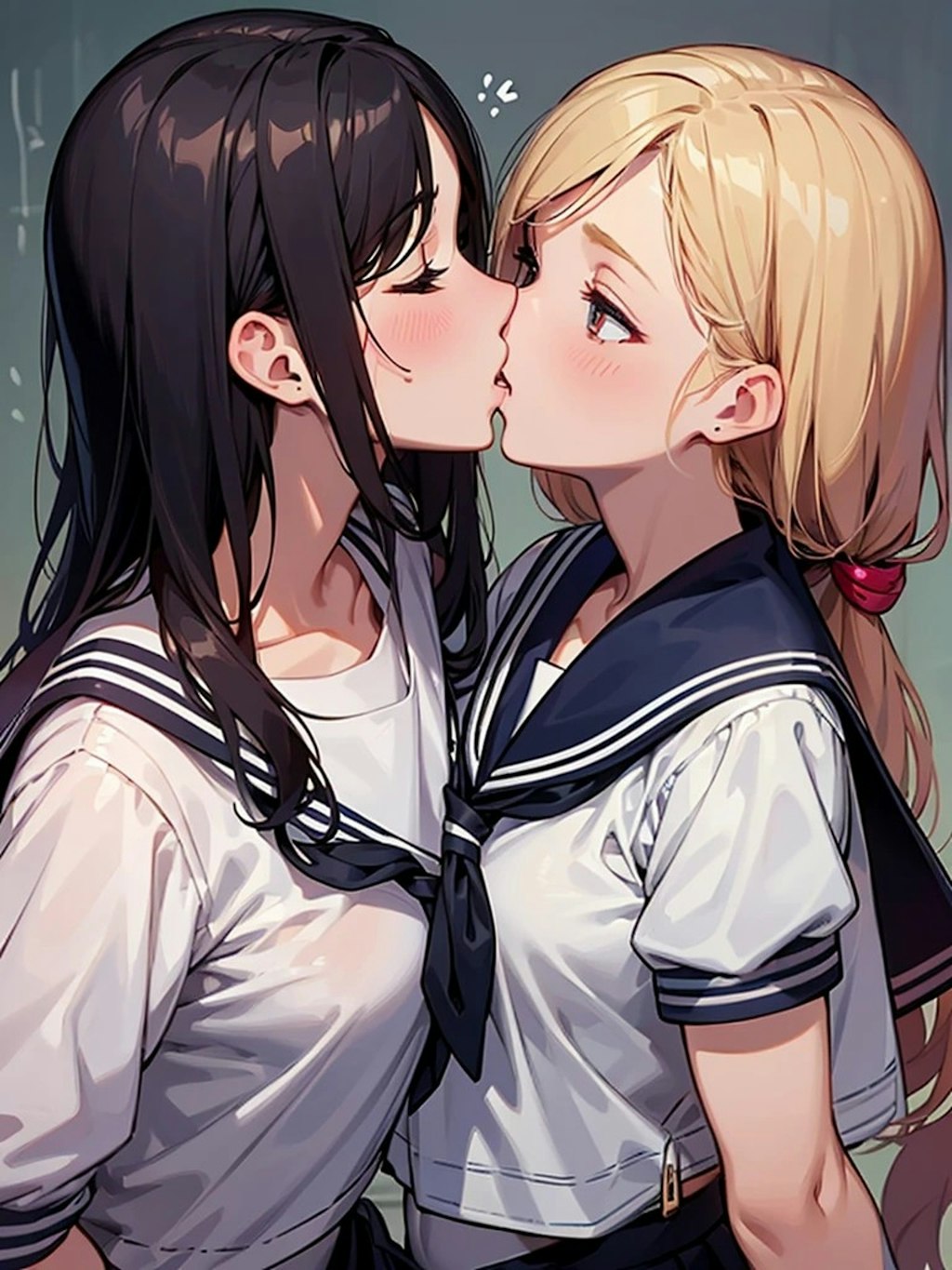 百合女子高生のキス