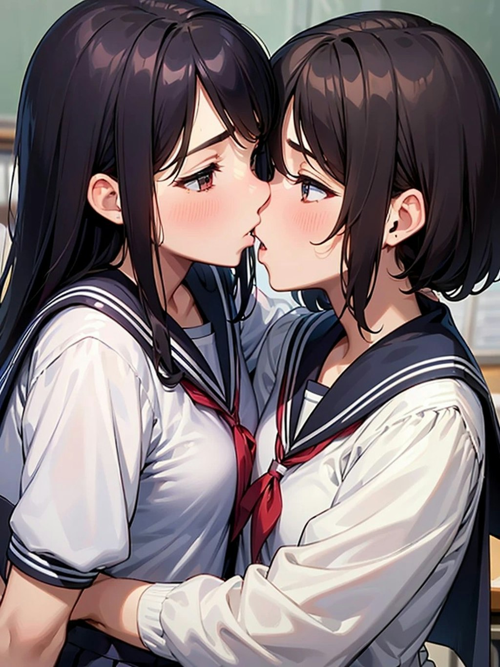 百合女子高生のキス