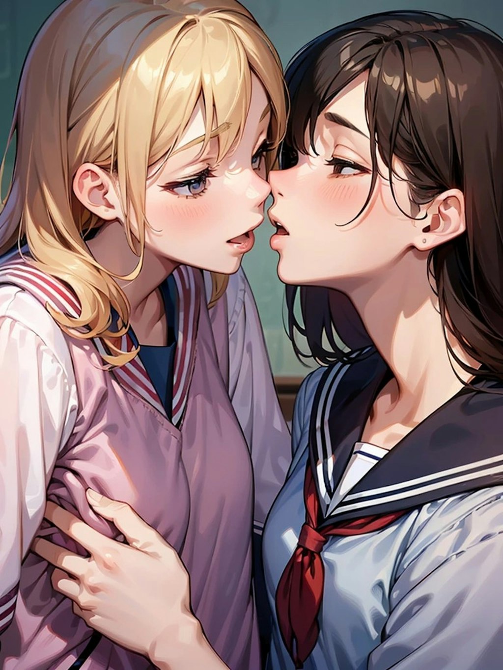 百合女子高生のキス