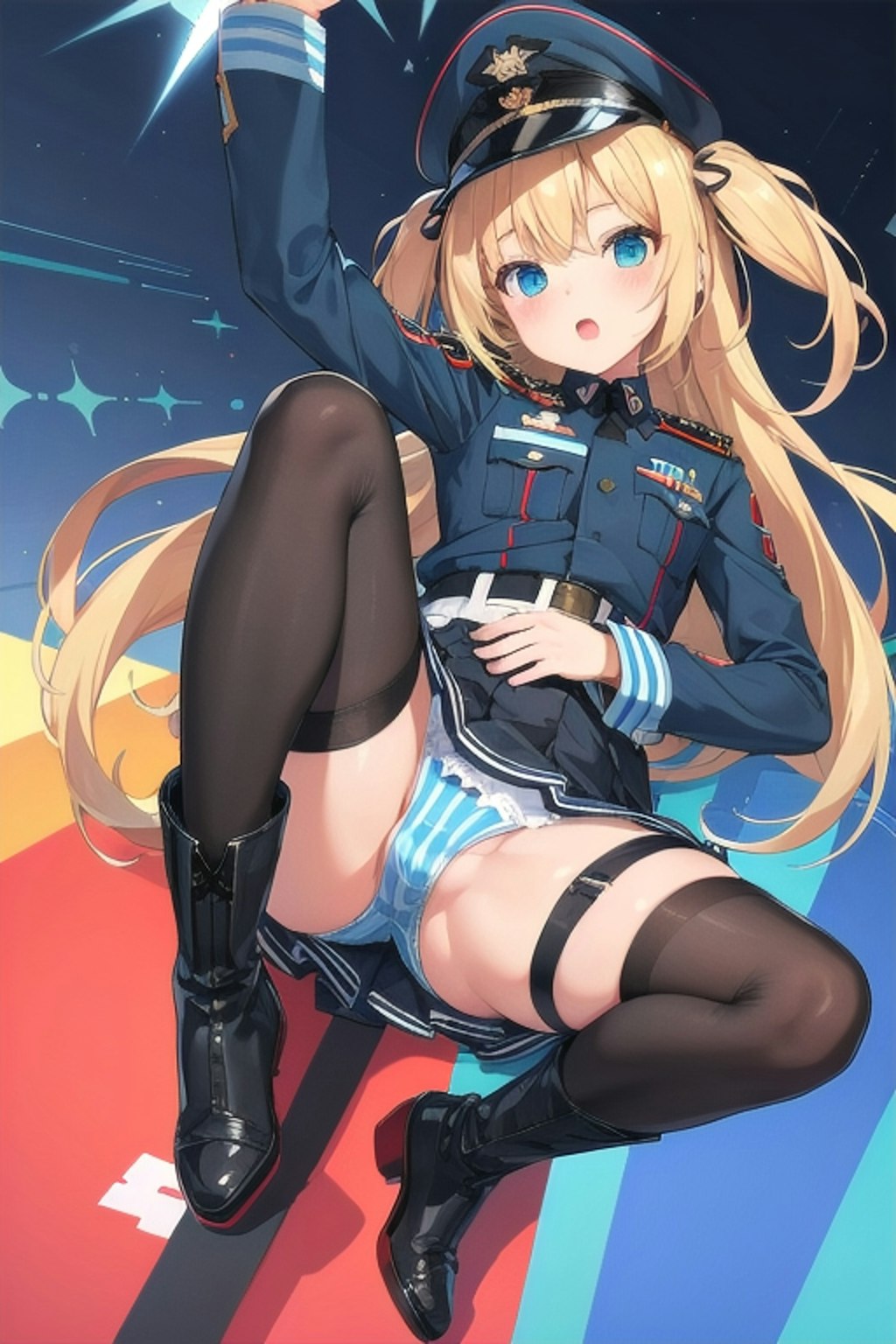 縞パン軍服少女