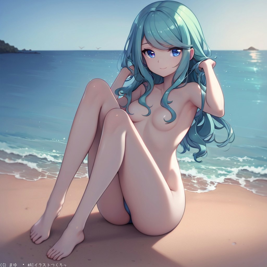 夏の海と美少女