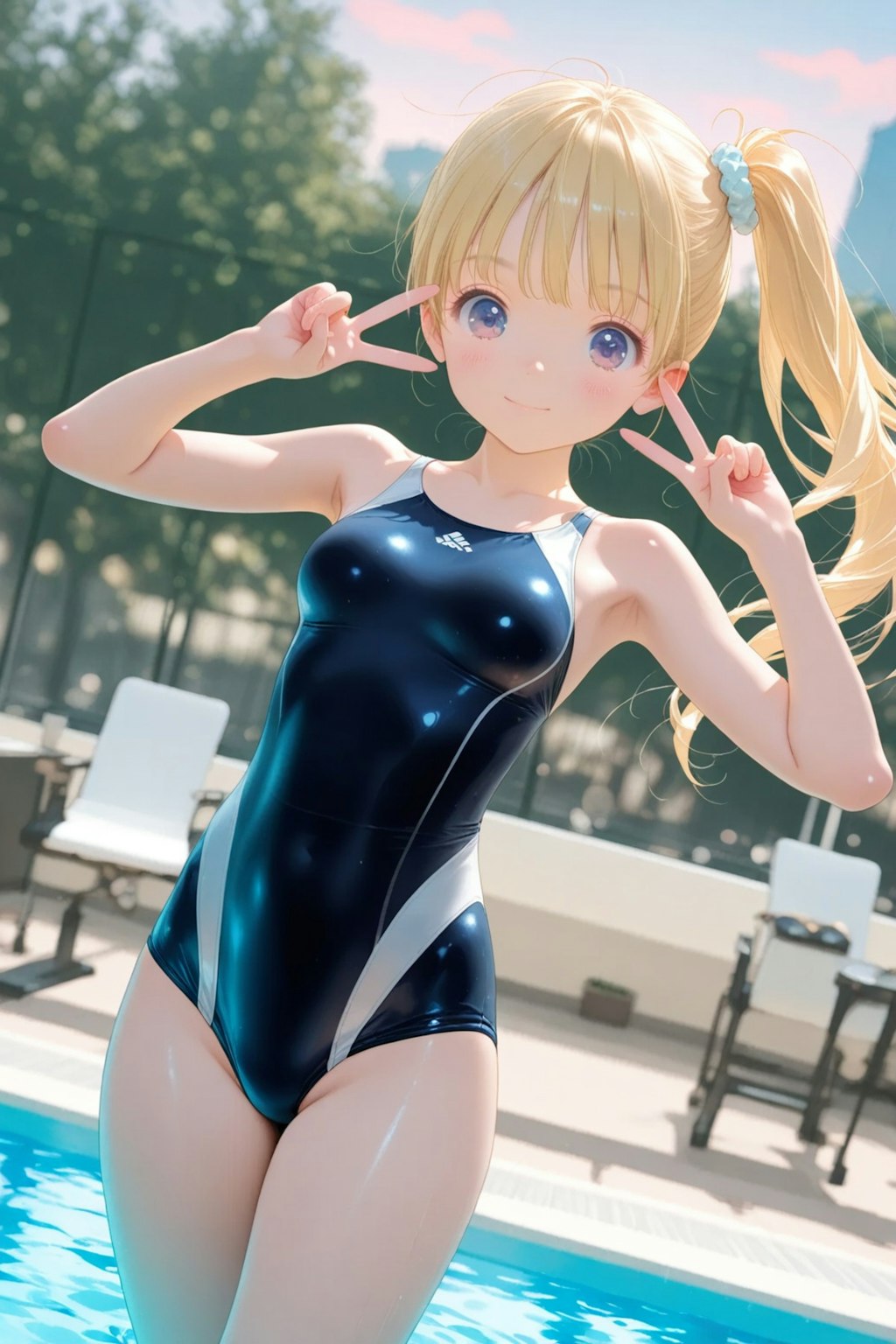 プールで✌