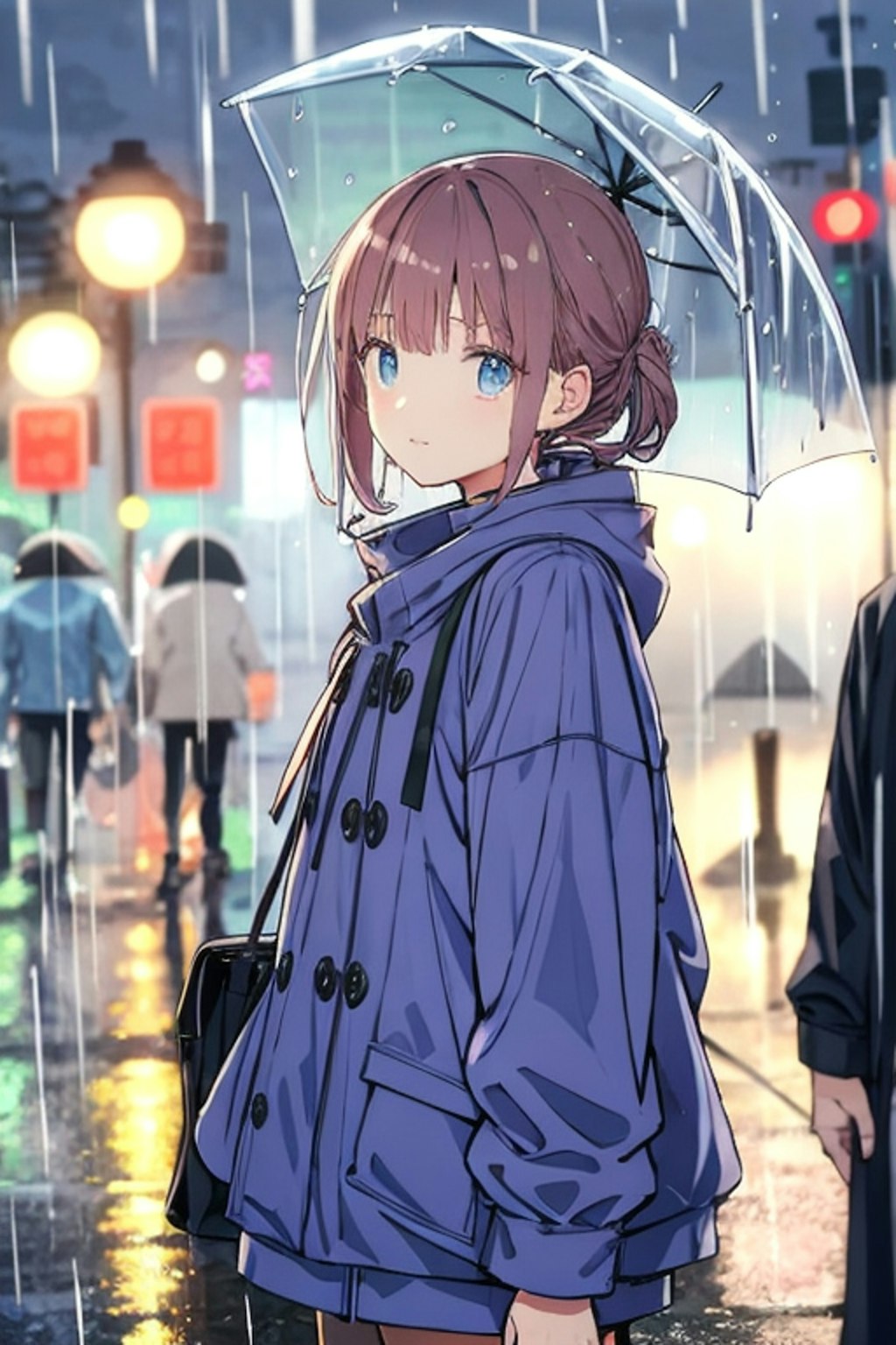 雨の中で