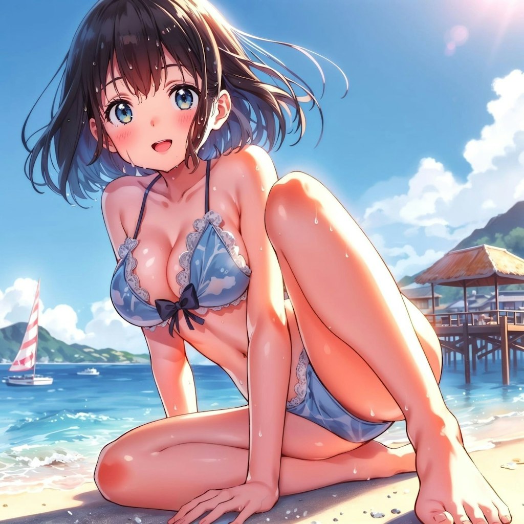 水着と青い空