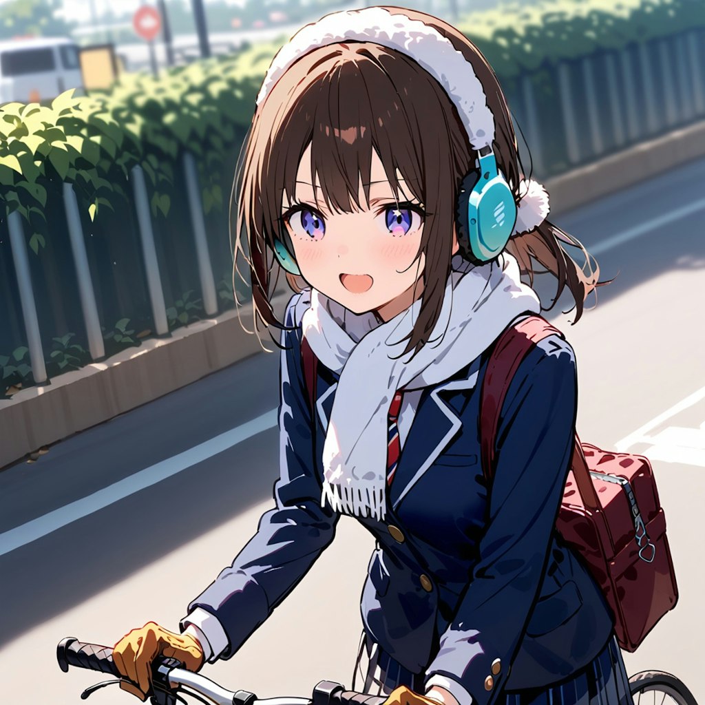 冬の自転車通学