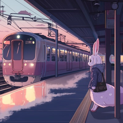 電車に乗り遅れたウサギ