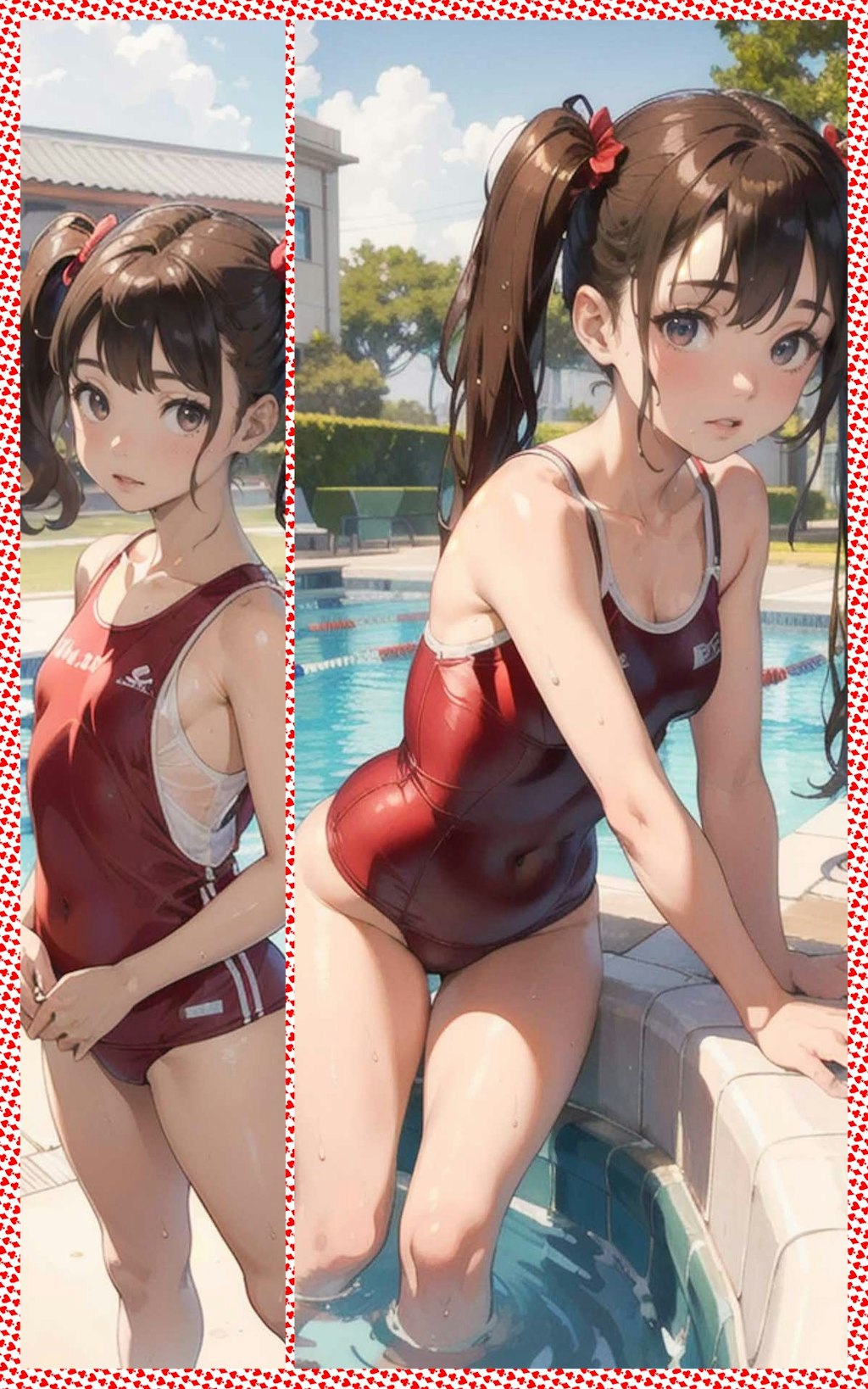 赤スクール水着　Red School Swimsuit