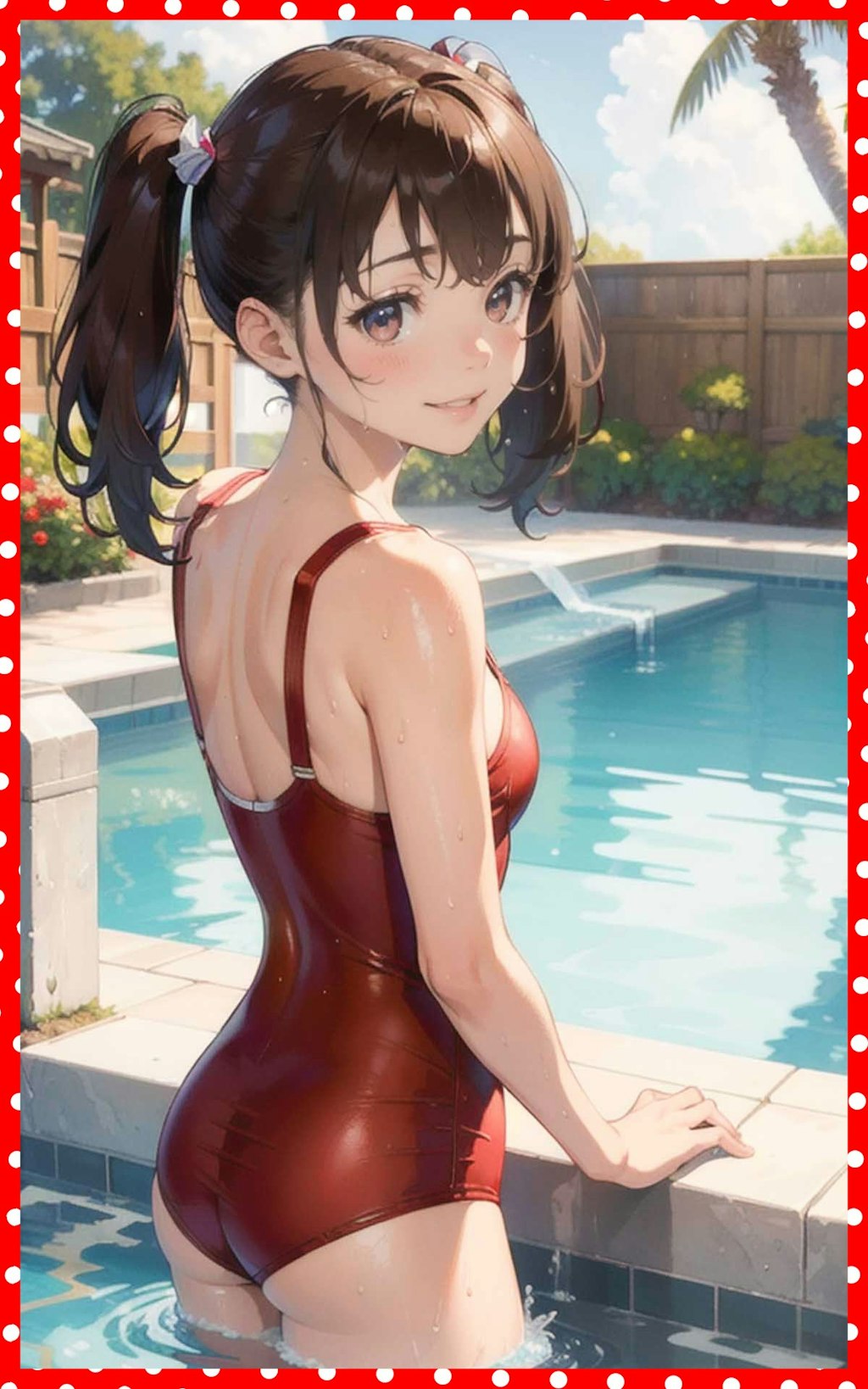 赤スクール水着　Red School Swimsuit