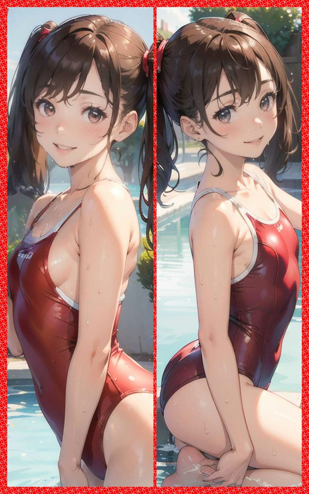 赤スクール水着　Red School Swimsuit