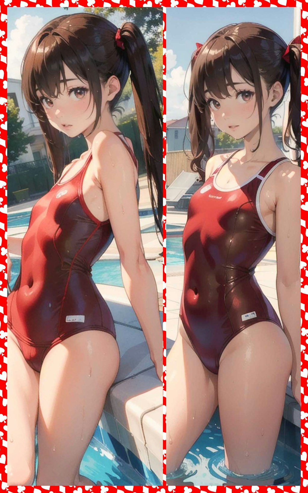 赤スクール水着　Red School Swimsuit