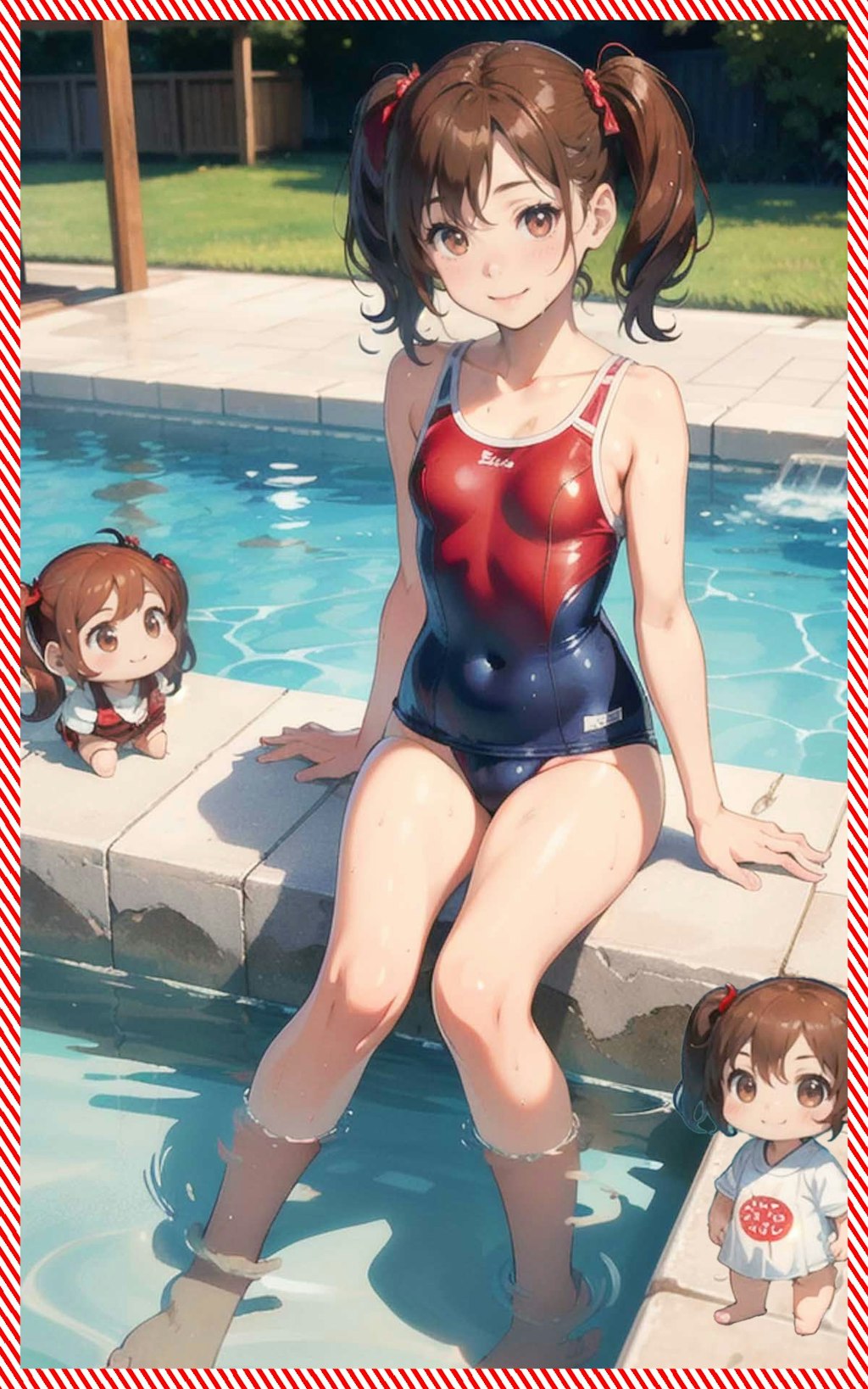 赤スクール水着　Red School Swimsuit