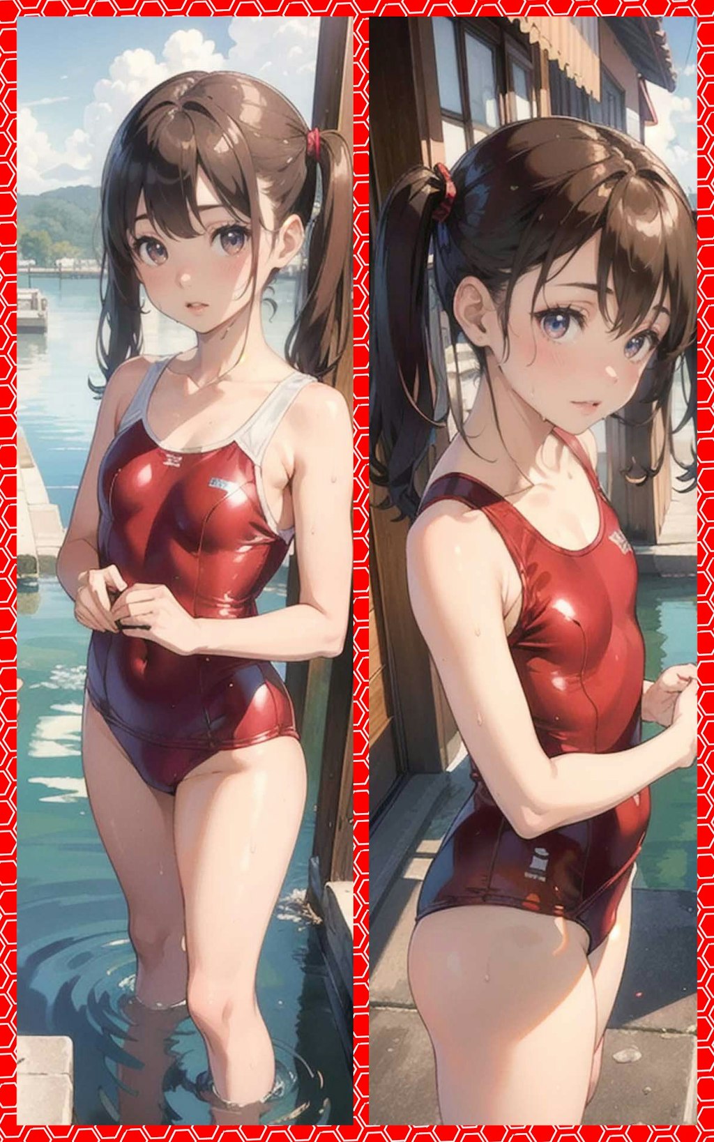 赤スクール水着　Red School Swimsuit