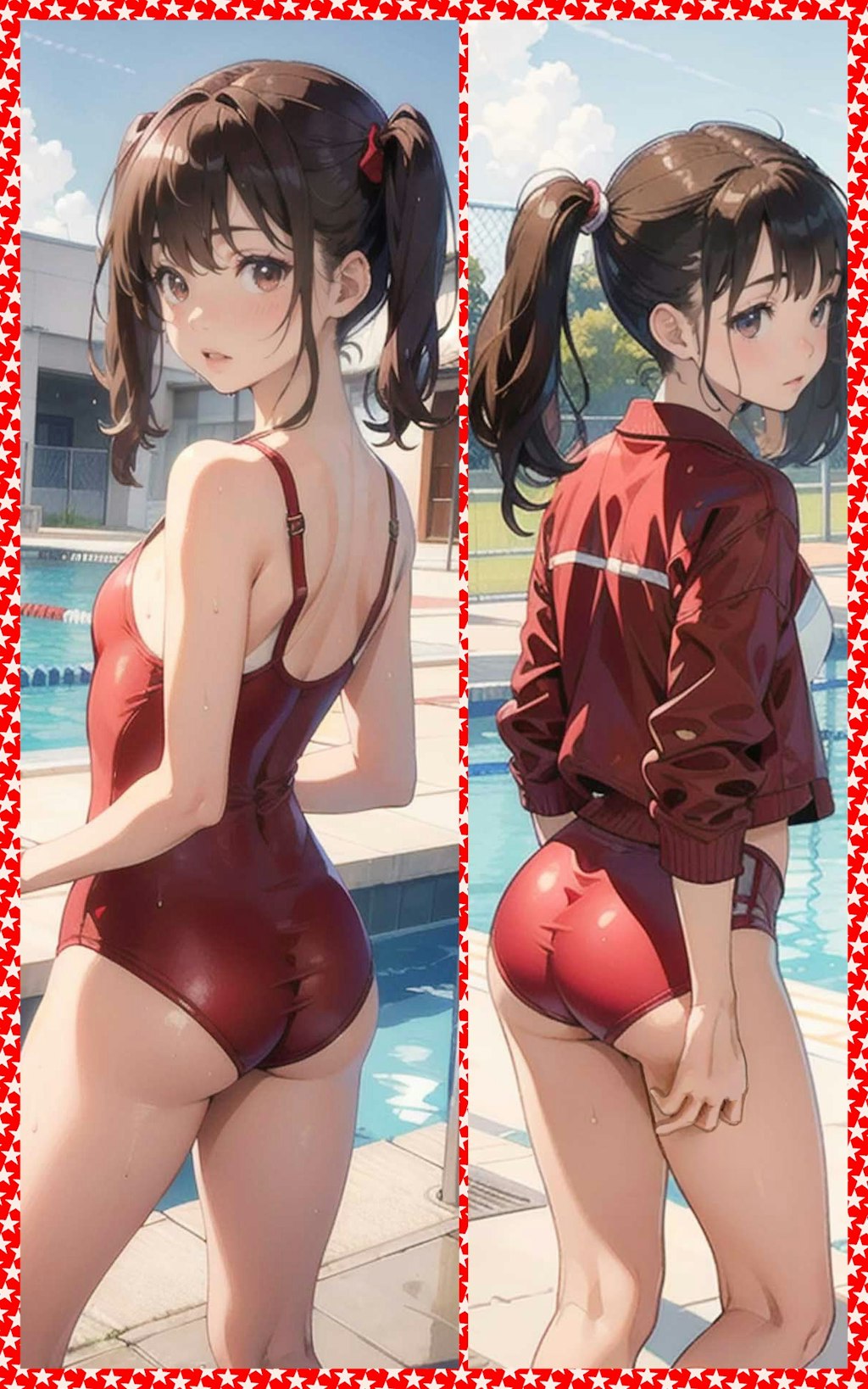 赤スクール水着　Red School Swimsuit