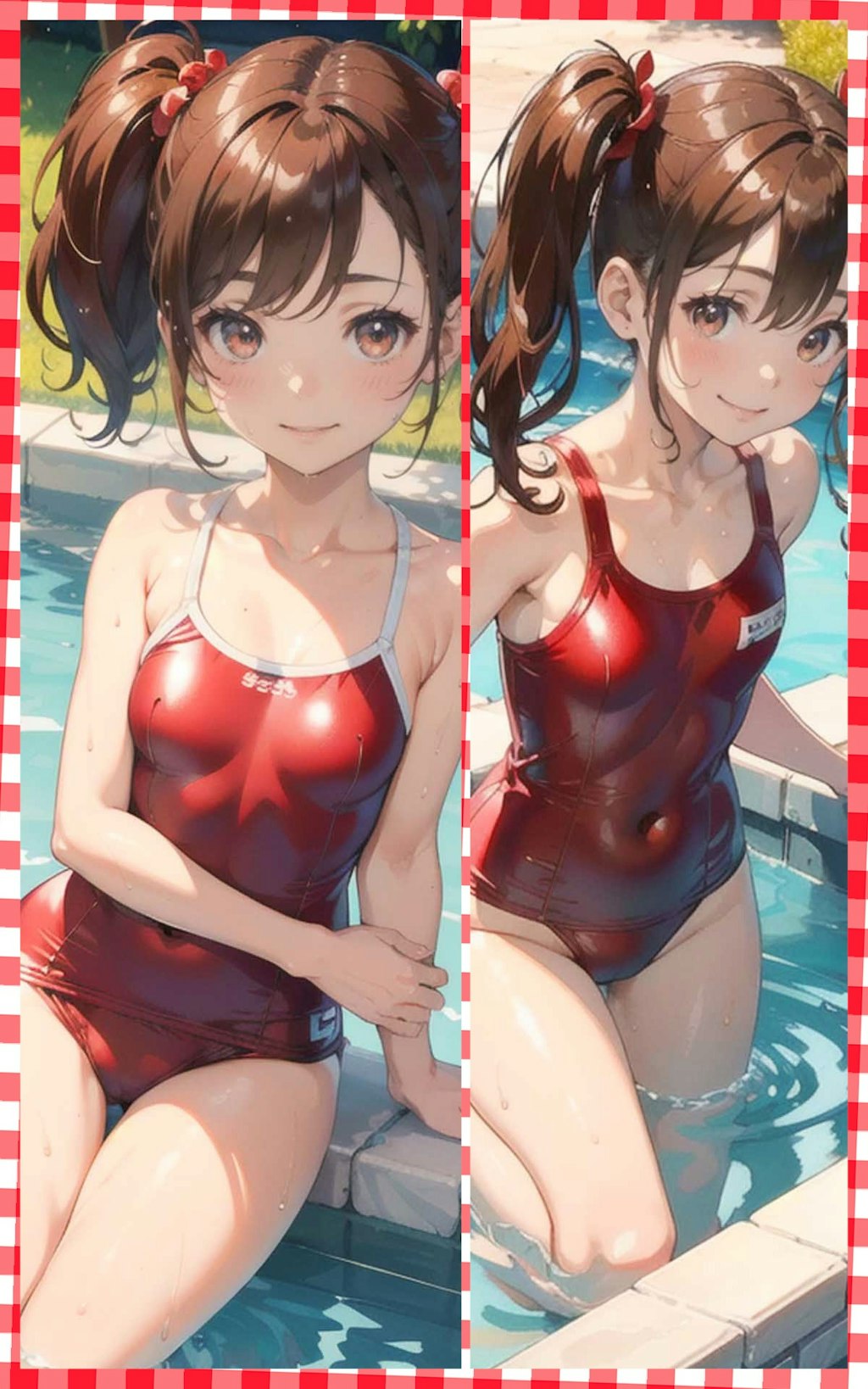 赤スクール水着　Red School Swimsuit