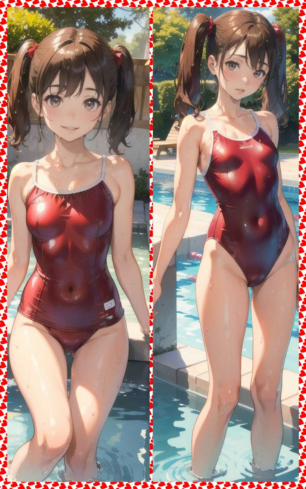 赤スクール水着　Red School Swimsuit