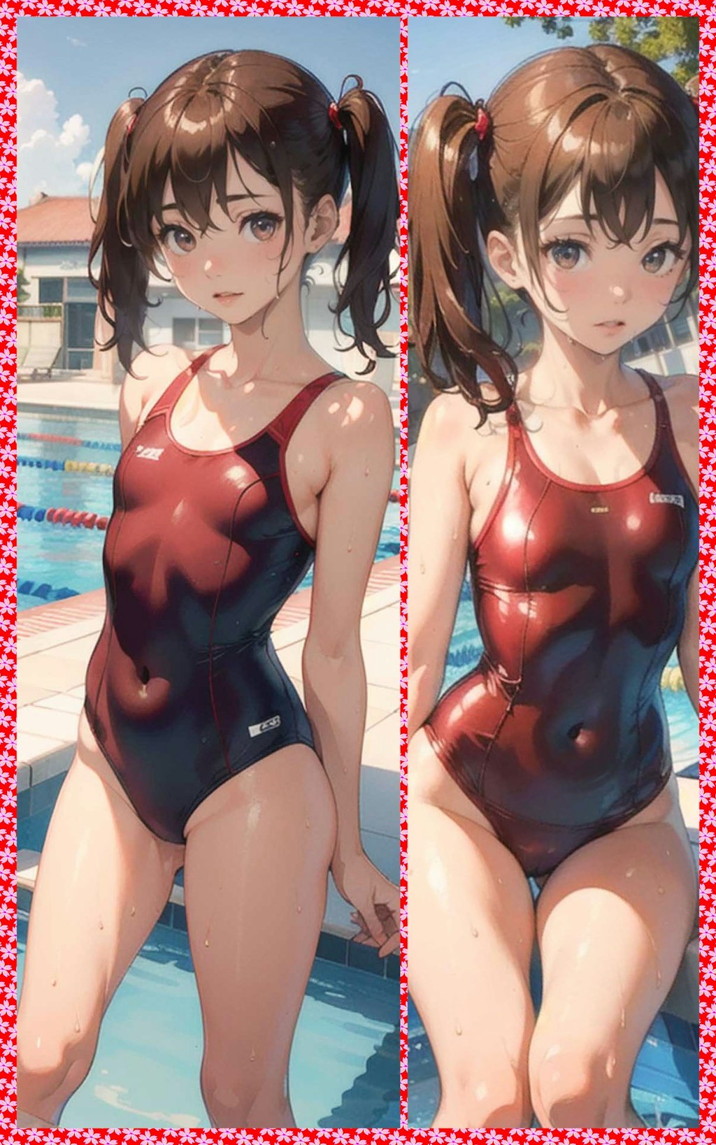 赤スクール水着　Red School Swimsuit