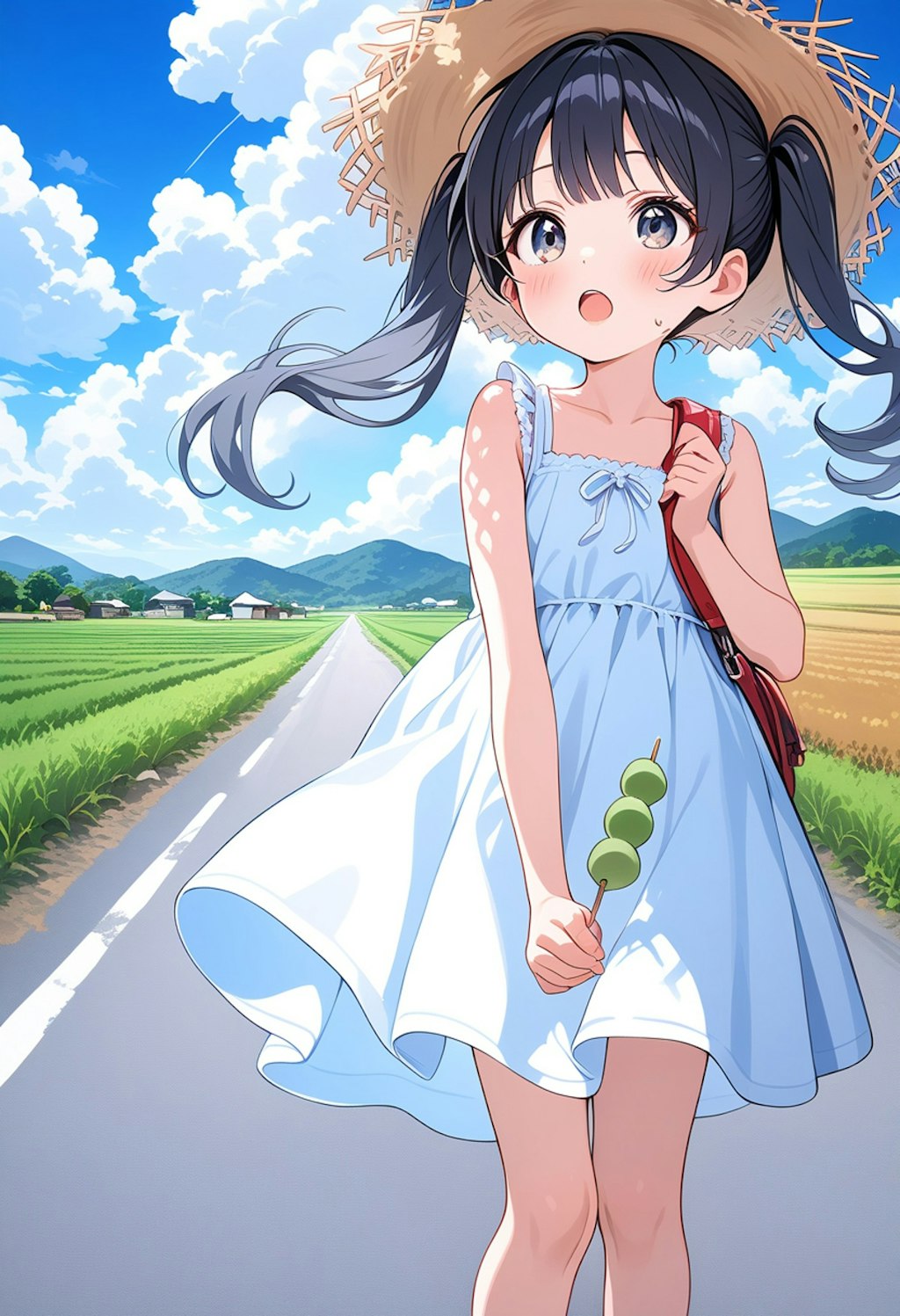 田舎の白ワンピース少女