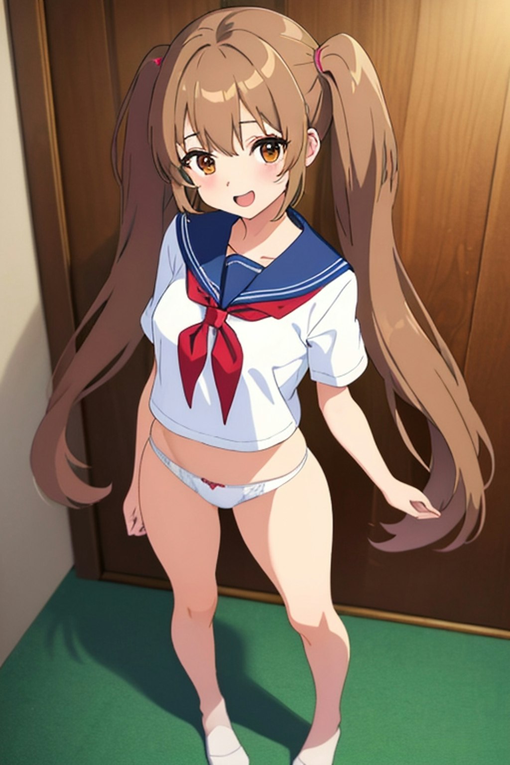 Serafuku twintails girl