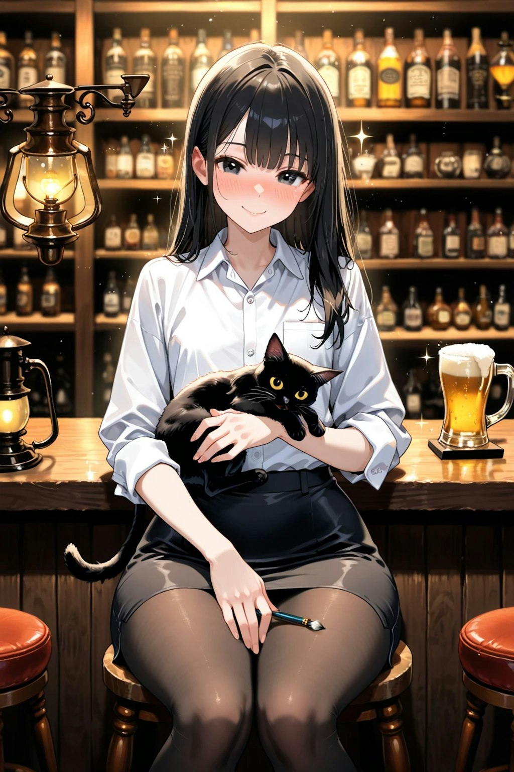 黒ストと黒ネコ