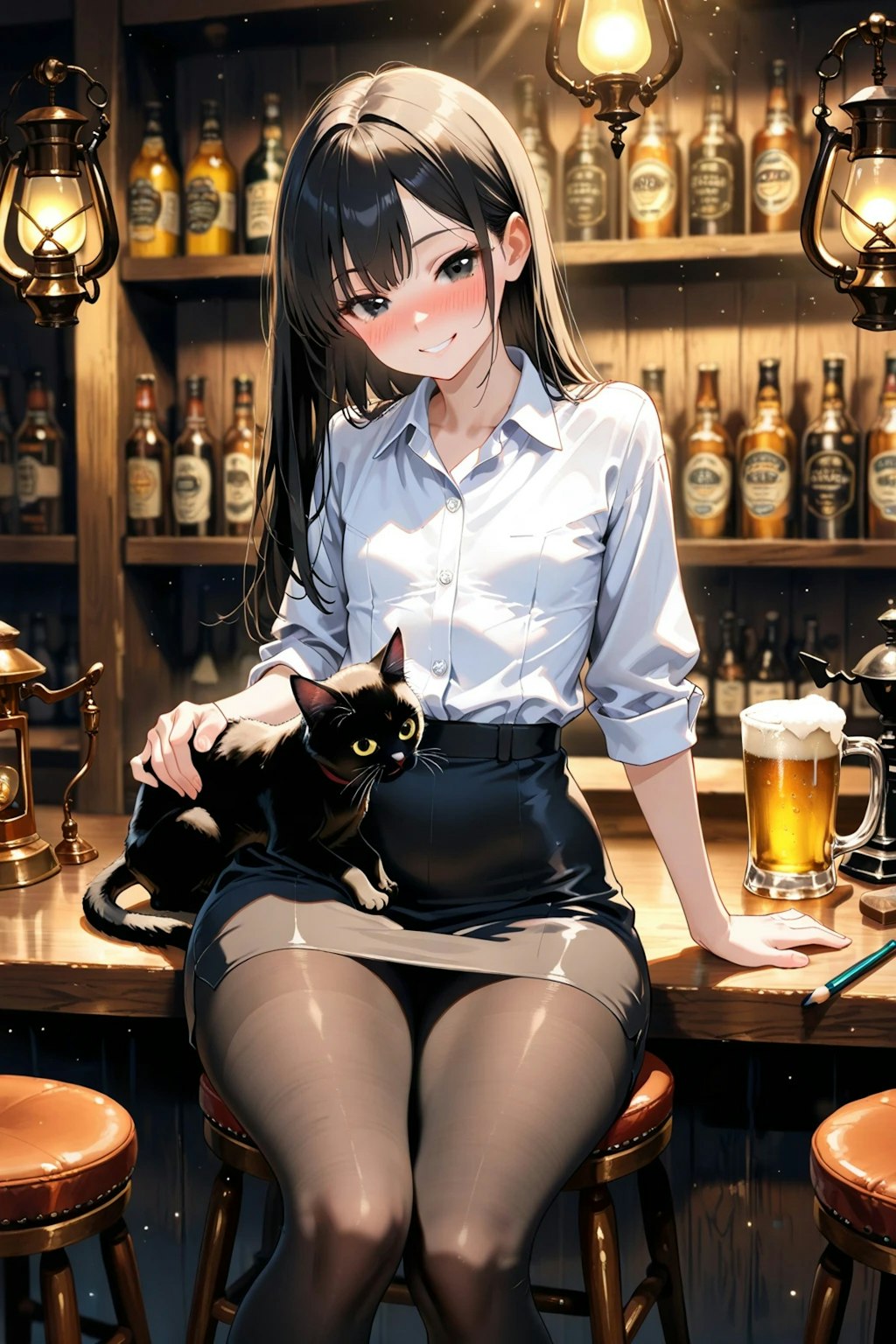 黒ストと黒ネコ