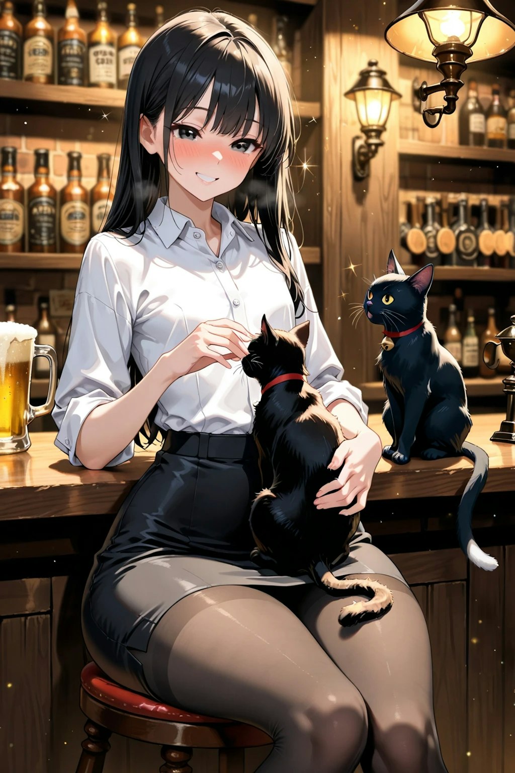 黒ストと黒ネコ