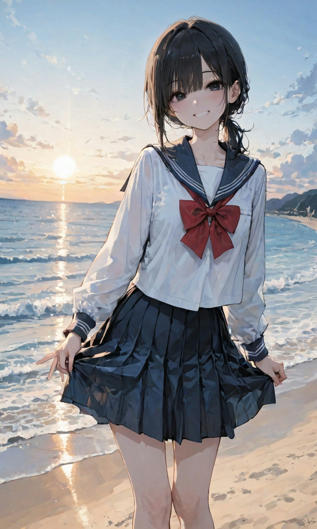 ビーチのセーラー服