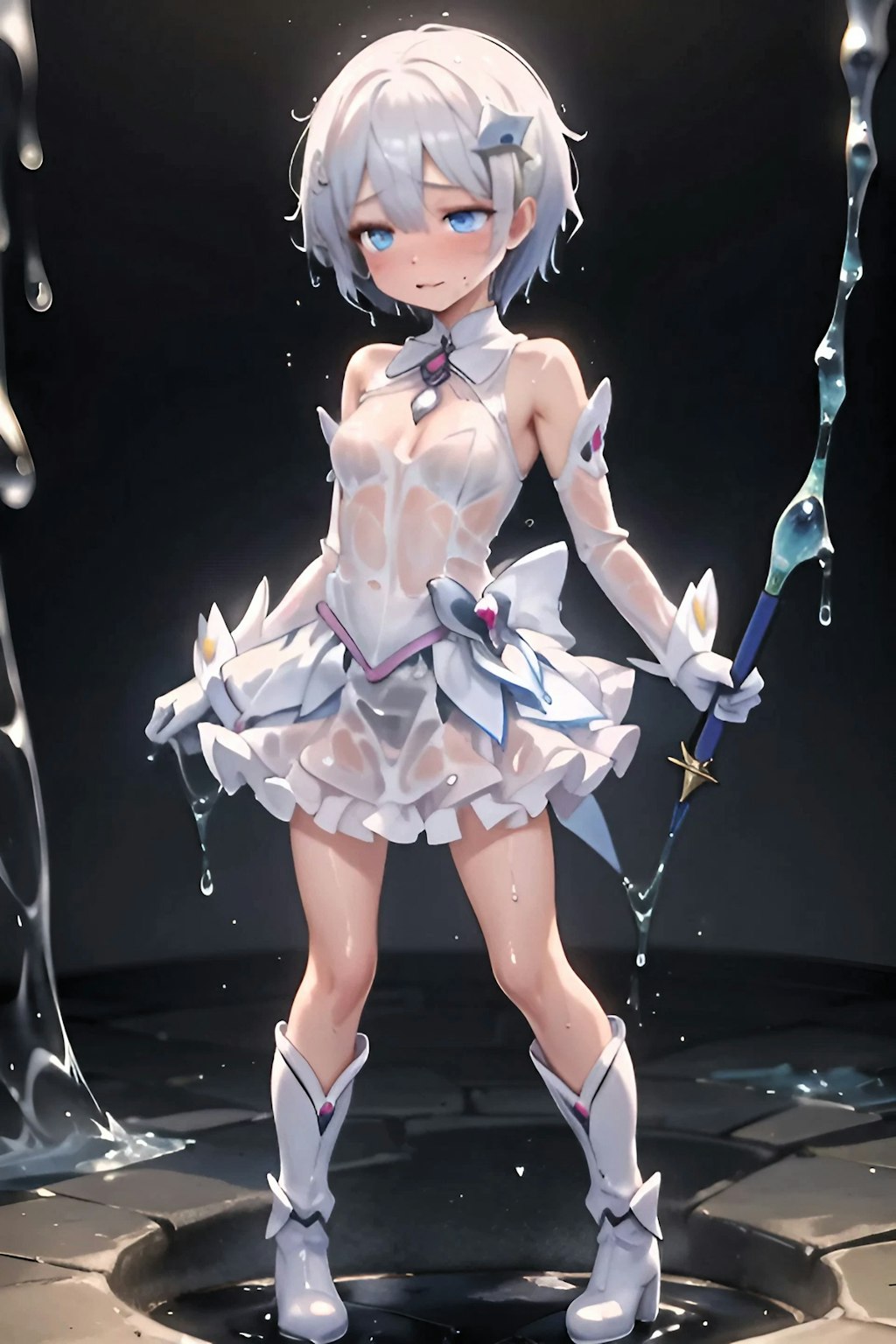 水魔法失敗？濡れ透け魔法少女