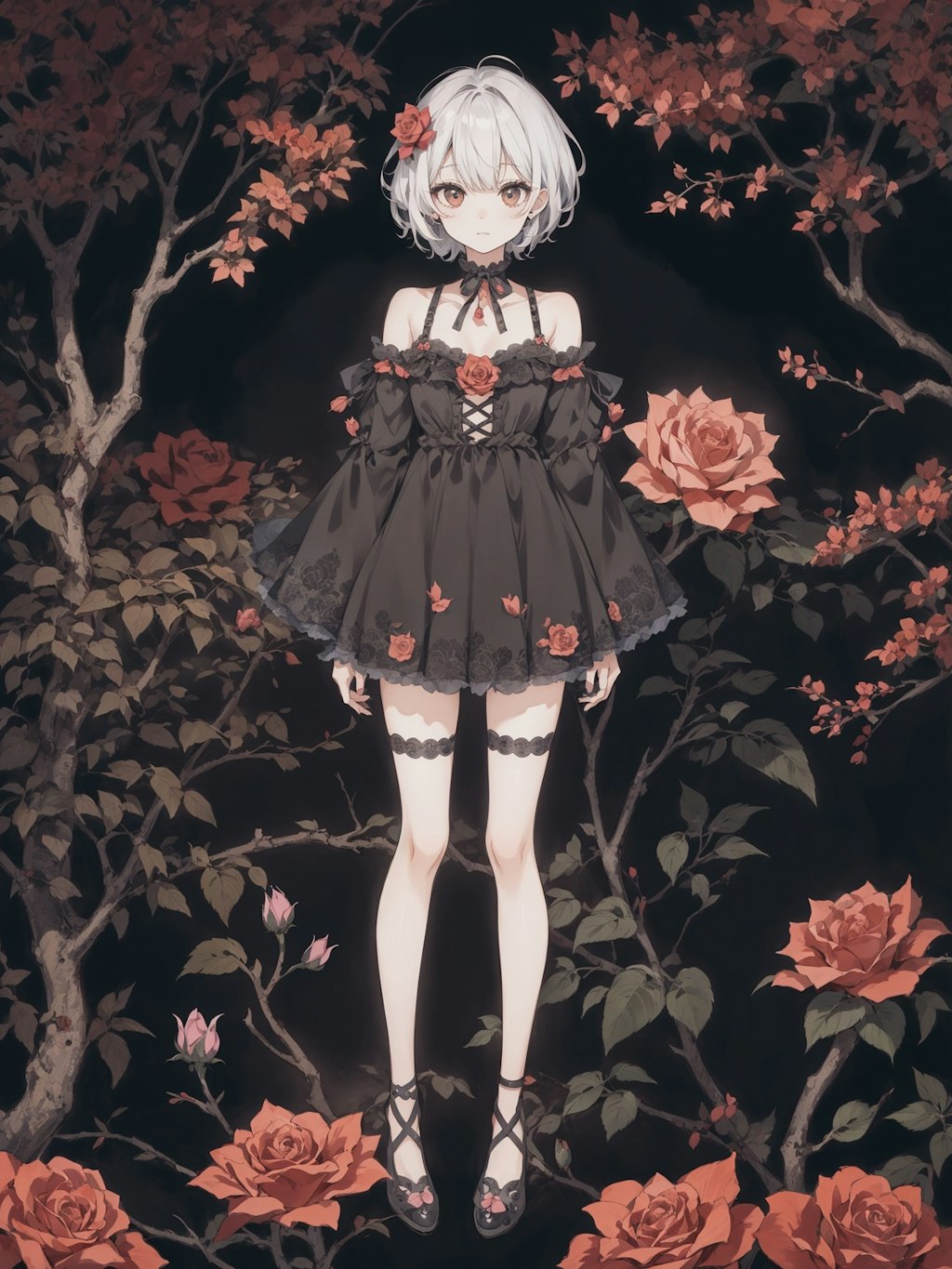 rose black dress girl