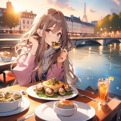 Manger des escargots dans un restaurant le long de la Seine
