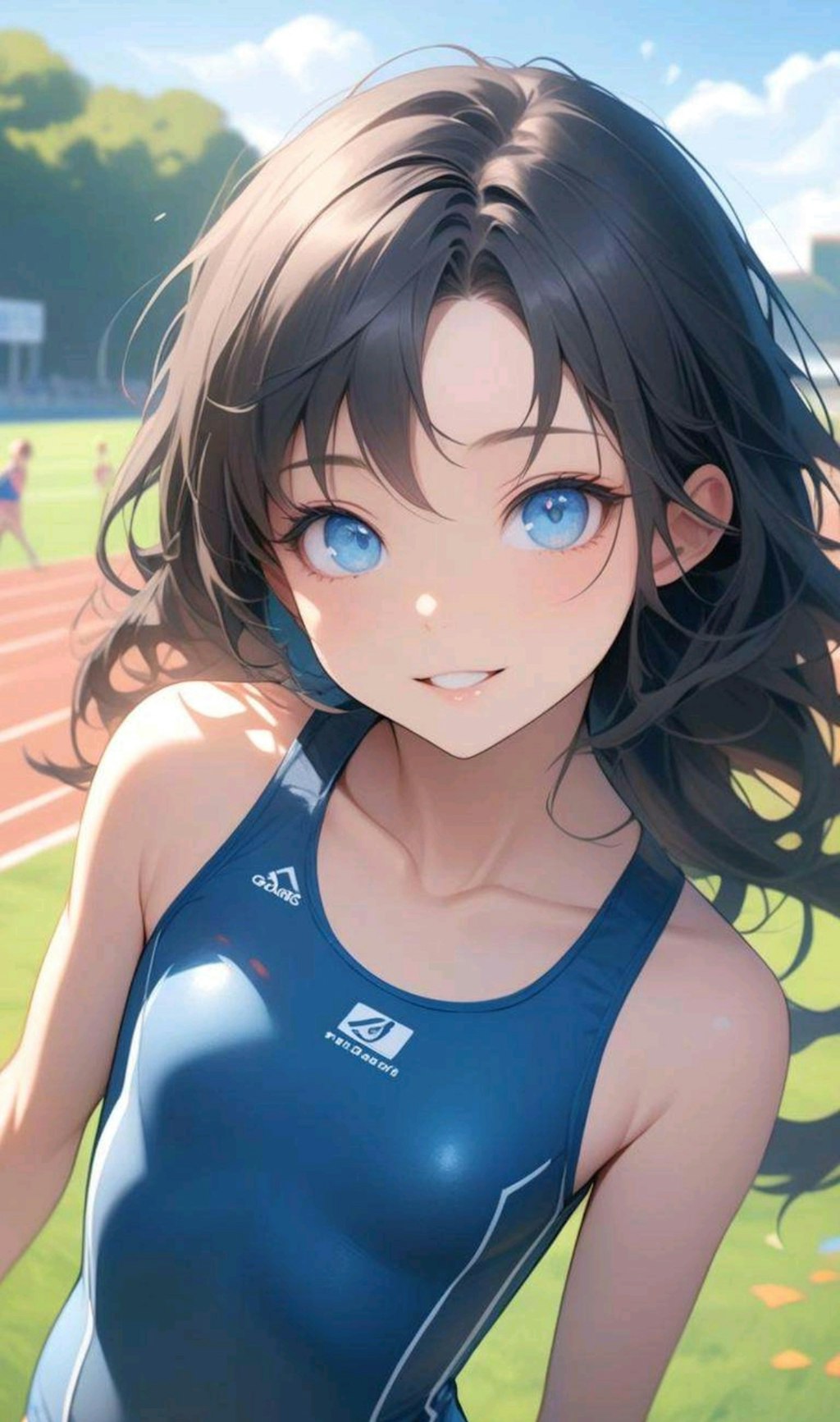 スク水でリレーに出た小さな女の子