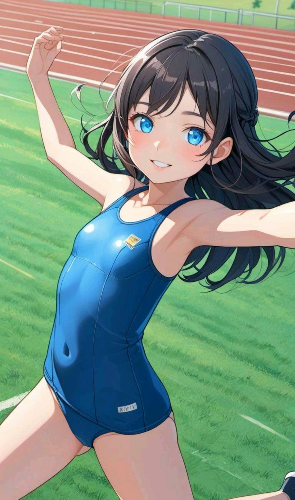 スク水でリレーに出た小さな女の子