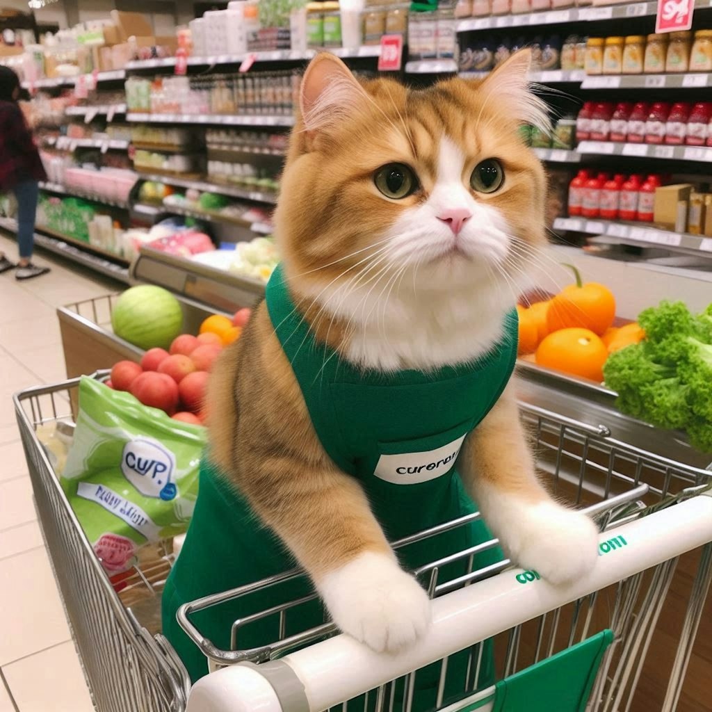 スーパーで働く猫