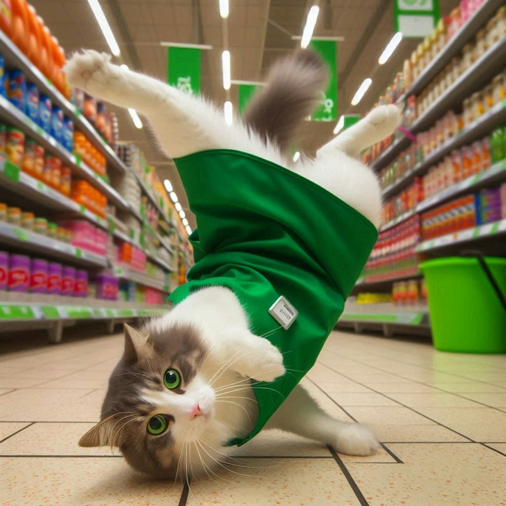 スーパーで働く猫