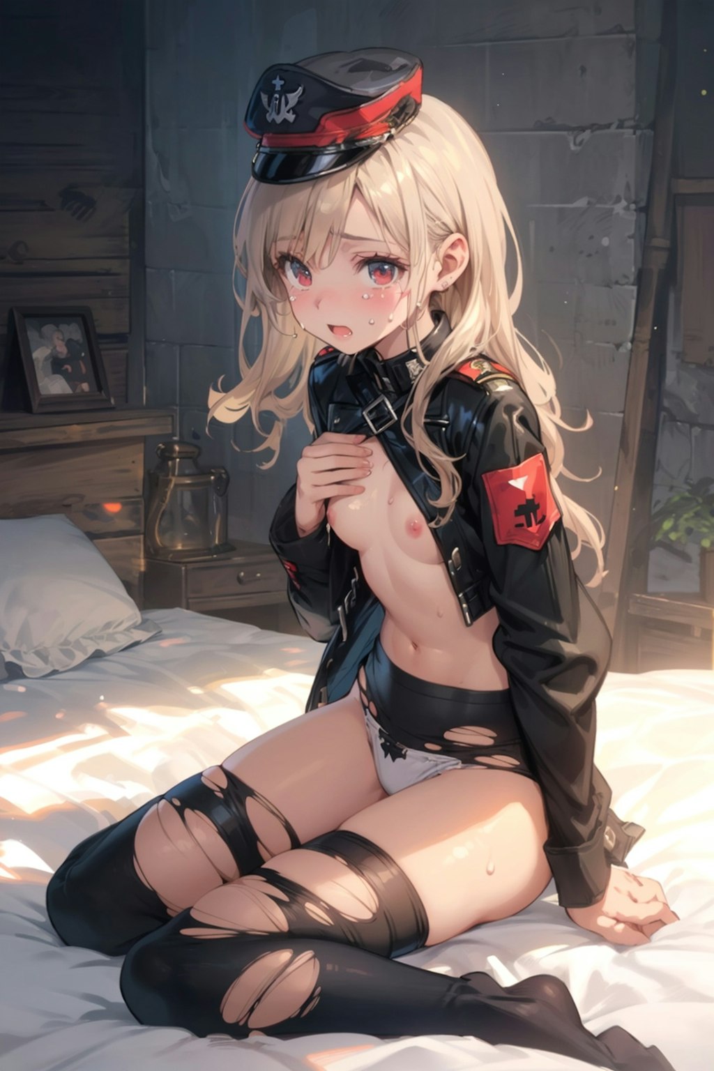 剥かれた軍服少女