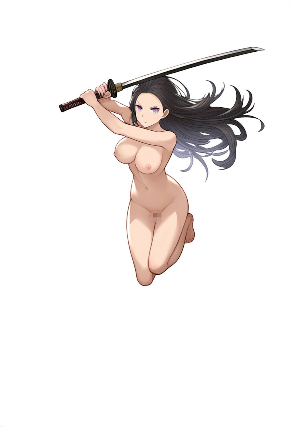 ジャンプ攻撃をする女剣士