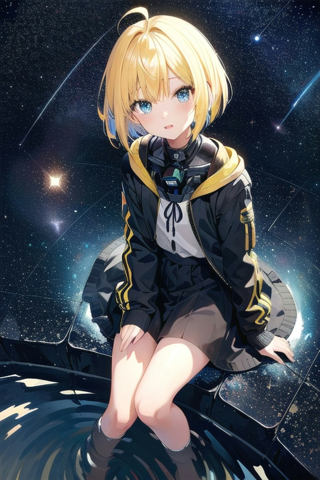 宇宙空間にて星を見上げる少女（オマケ）