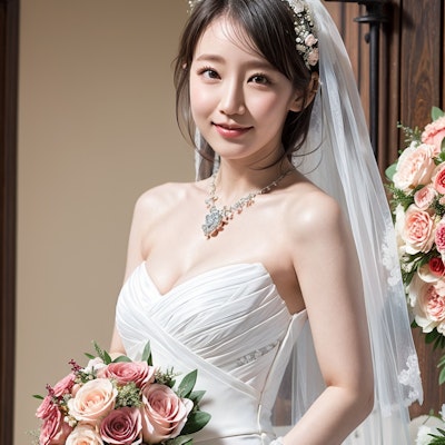 A beautiful girl in a wedding dress