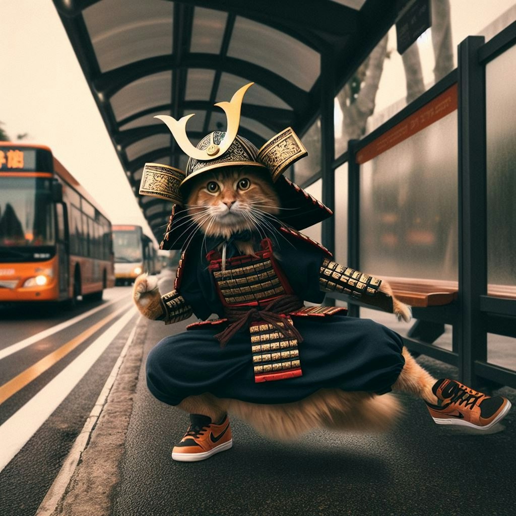 バス停に出没する猫