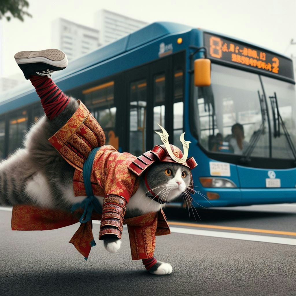 バス停に出没する猫