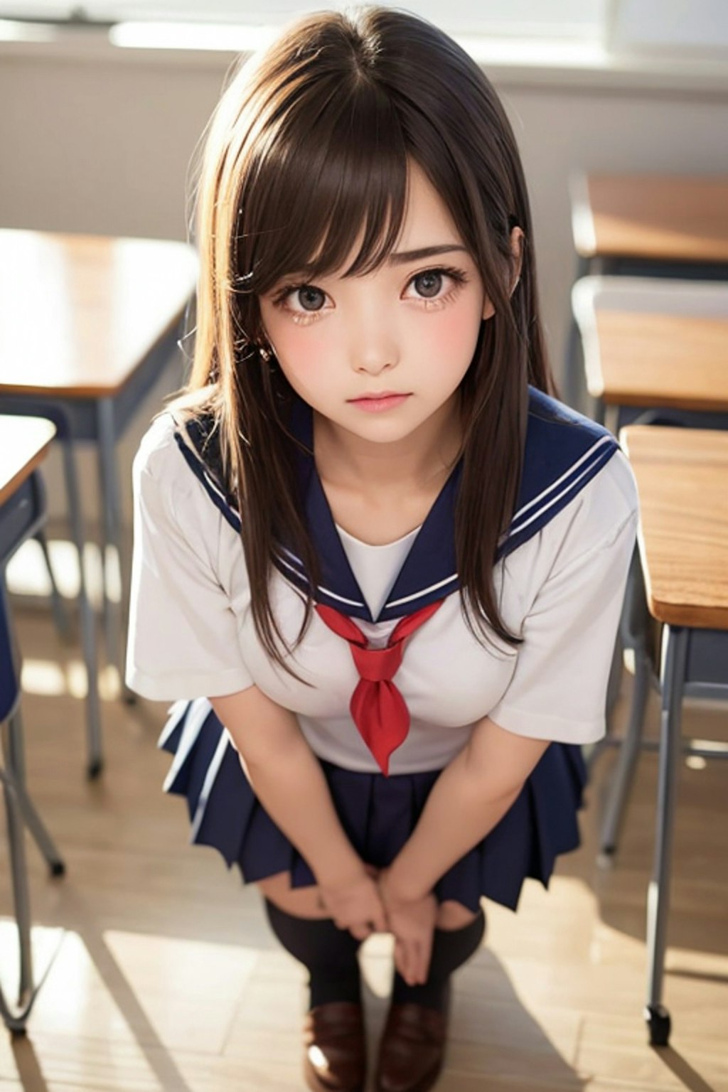 かわいい女子校生　涙