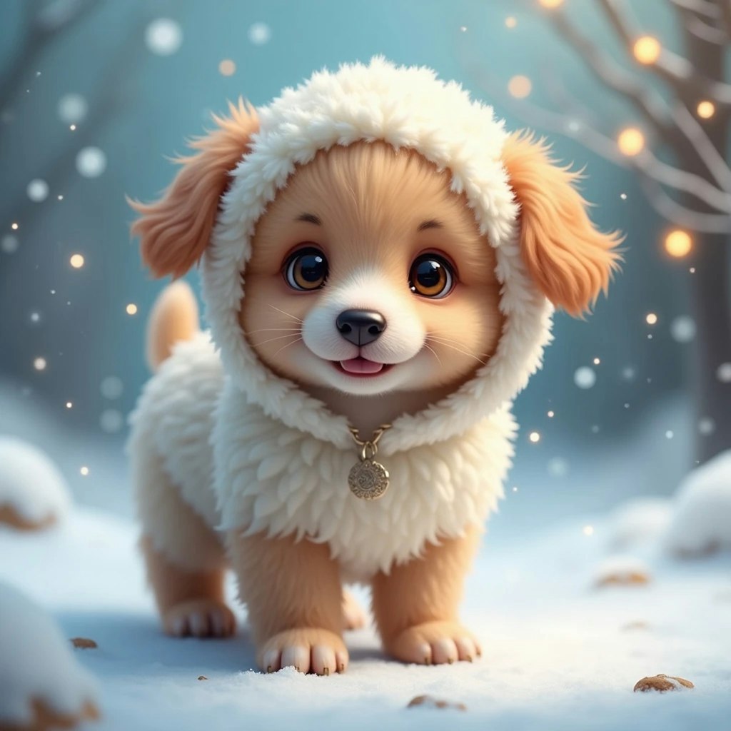 Puppy in winter clothes