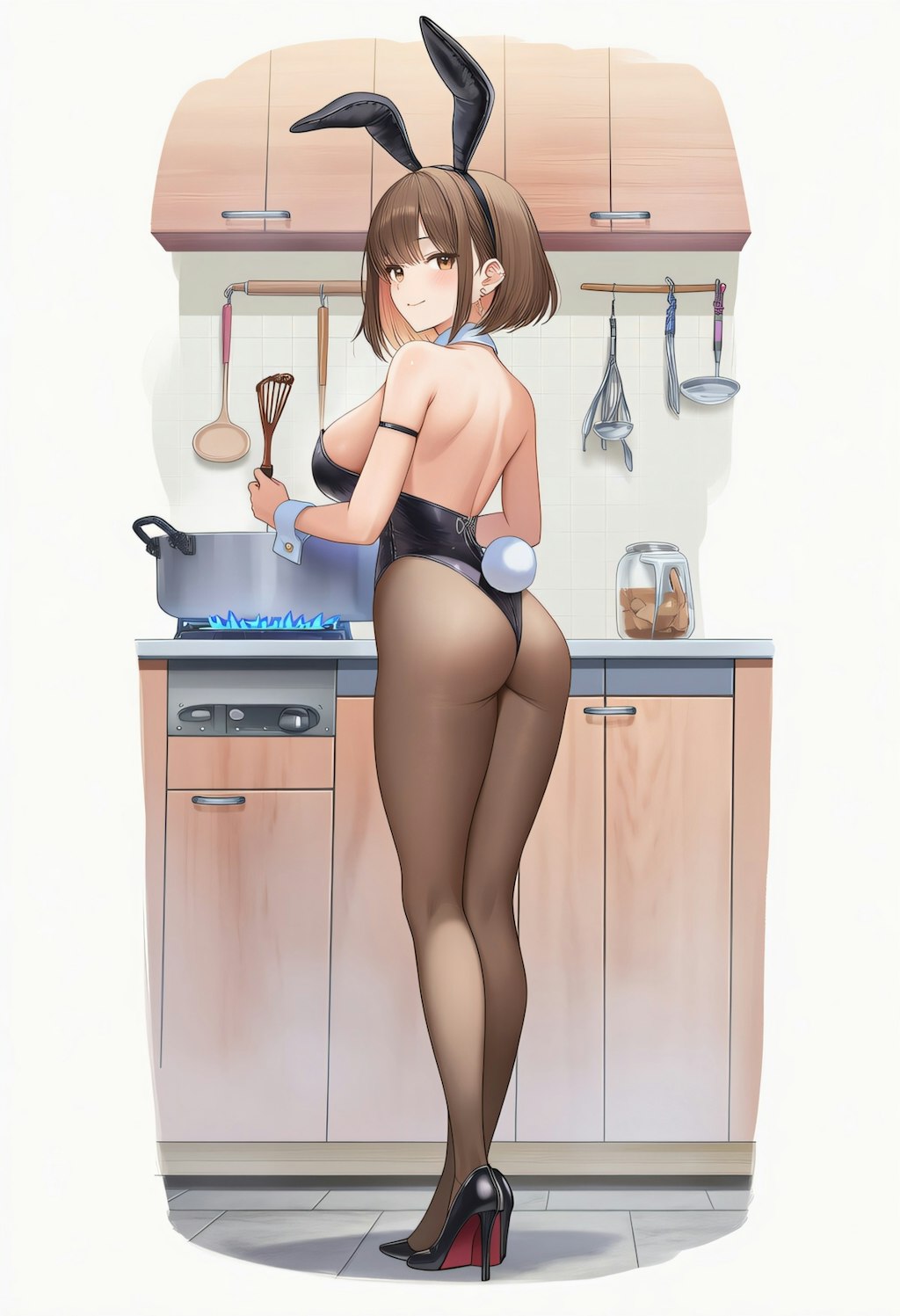 料理中のバニーさん