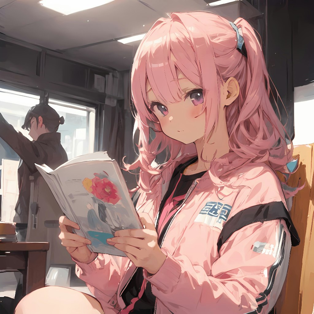 本を読むスポーツ少女