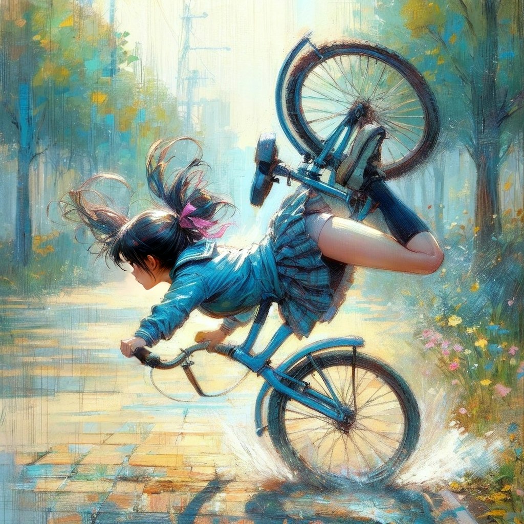 自転車に乗る練習 (自転車と少女⑤)