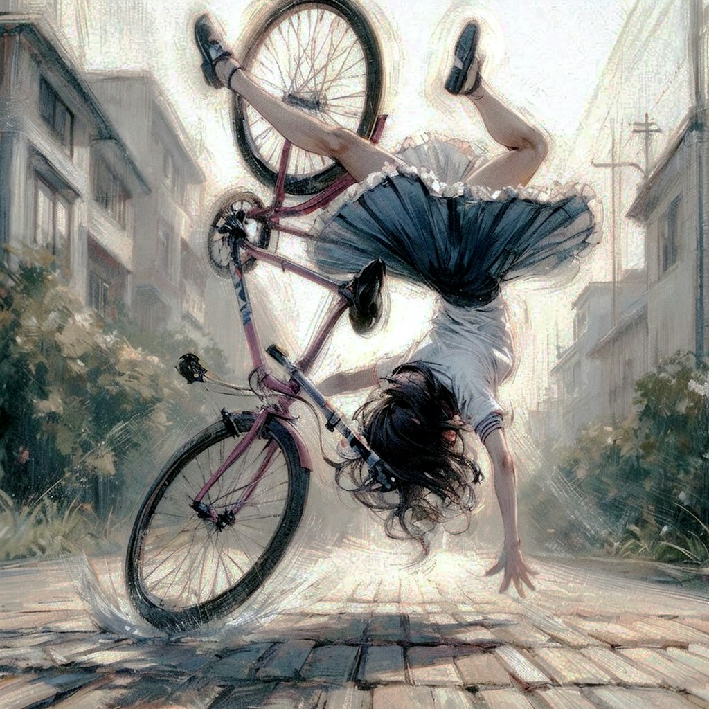 自転車に乗る練習 (自転車と少女⑤)