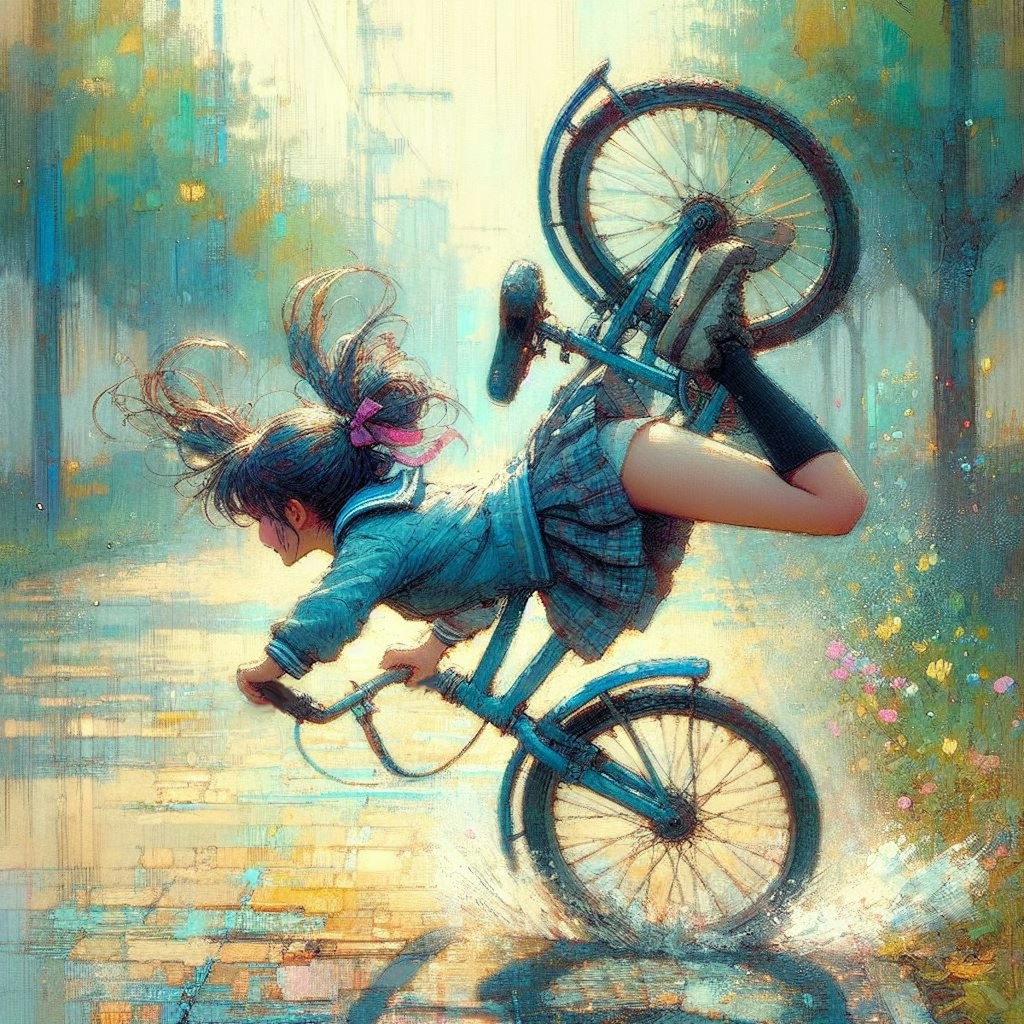 自転車に乗る練習 (自転車と少女⑤)