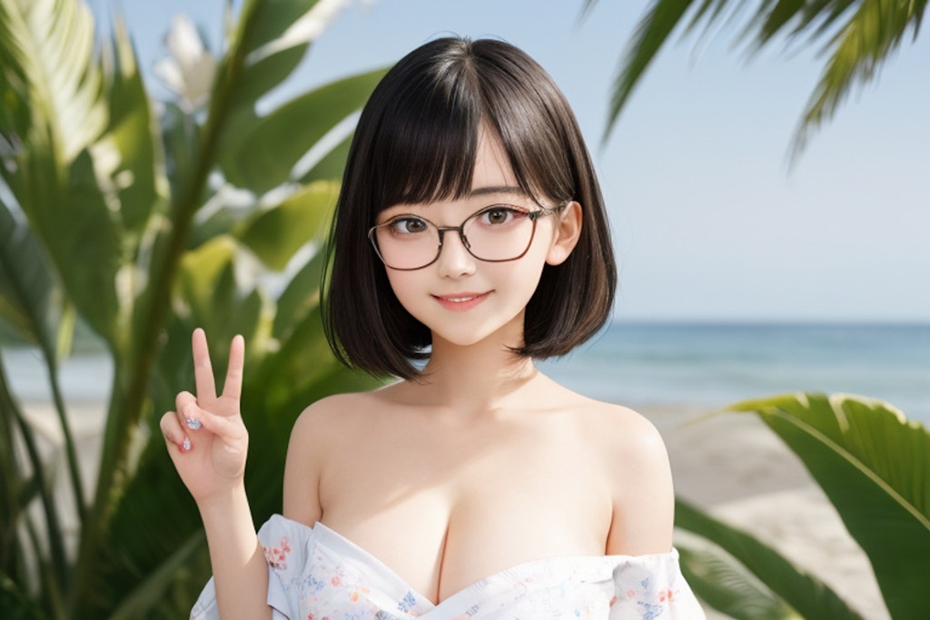 暑い夏は、薄着ね。眼鏡忘れと女子高校生