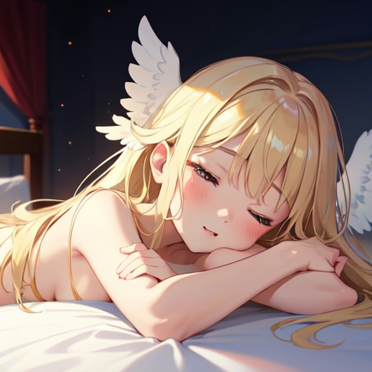 寝落ちした天使様… | chichi-pui（ちちぷい）AIイラスト専用の投稿サイト