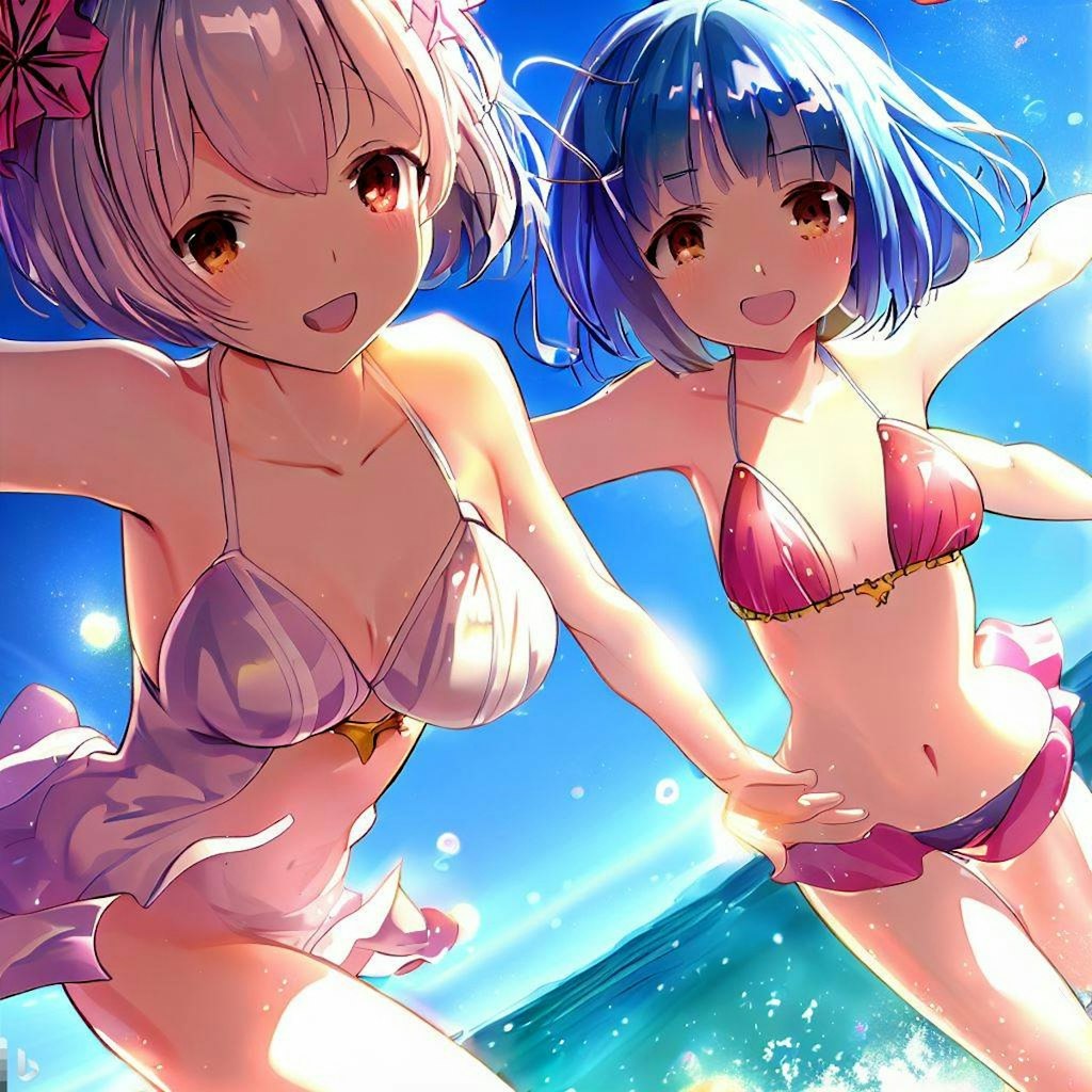 海で遊ぶレム＆ラム（その4）