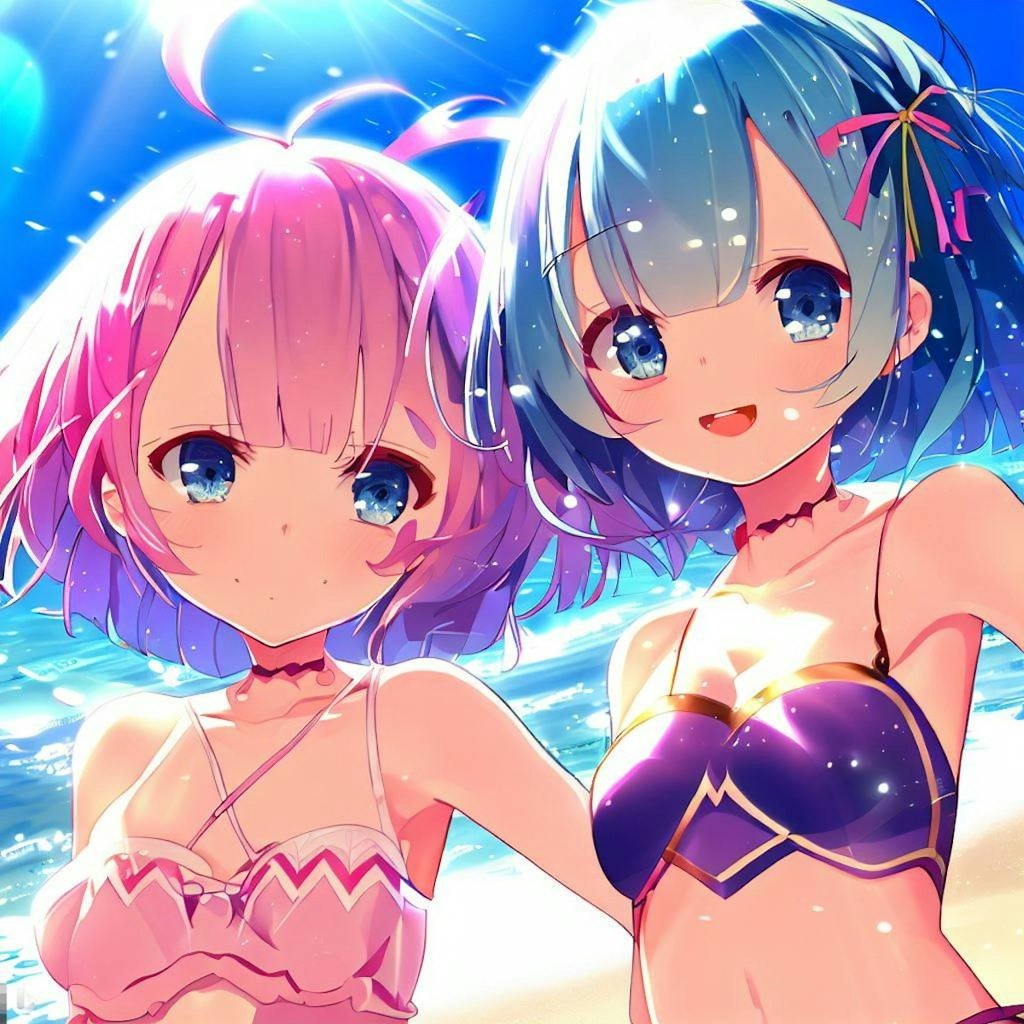 海で遊ぶレム＆ラム（その4）